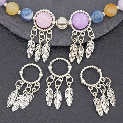 Jewelry Charms - Feather Pendant Bulk 14/42pcs Zinc Alloy Circular Bead Frame Antique - product detail view 4