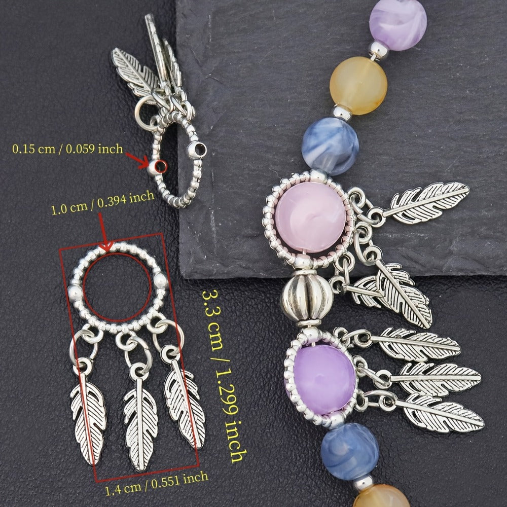 Jewelry Charms - Feather Pendant Bulk 14/42pcs Zinc Alloy Circular Bead Frame Antique - product detail view 10