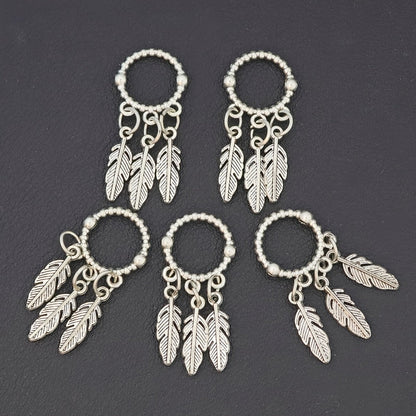 Jewelry Charms - Feather Pendant Bulk 14/42pcs Zinc Alloy Circular Bead Frame Antique - product detail view 11