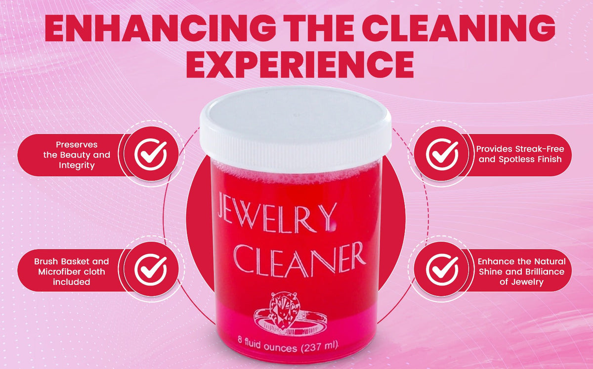 Jewelry Cleaner - Solution 8 fl oz Gold, Silver & Platinum Dip with Cleaning Brush, Strainer - product detail view 11