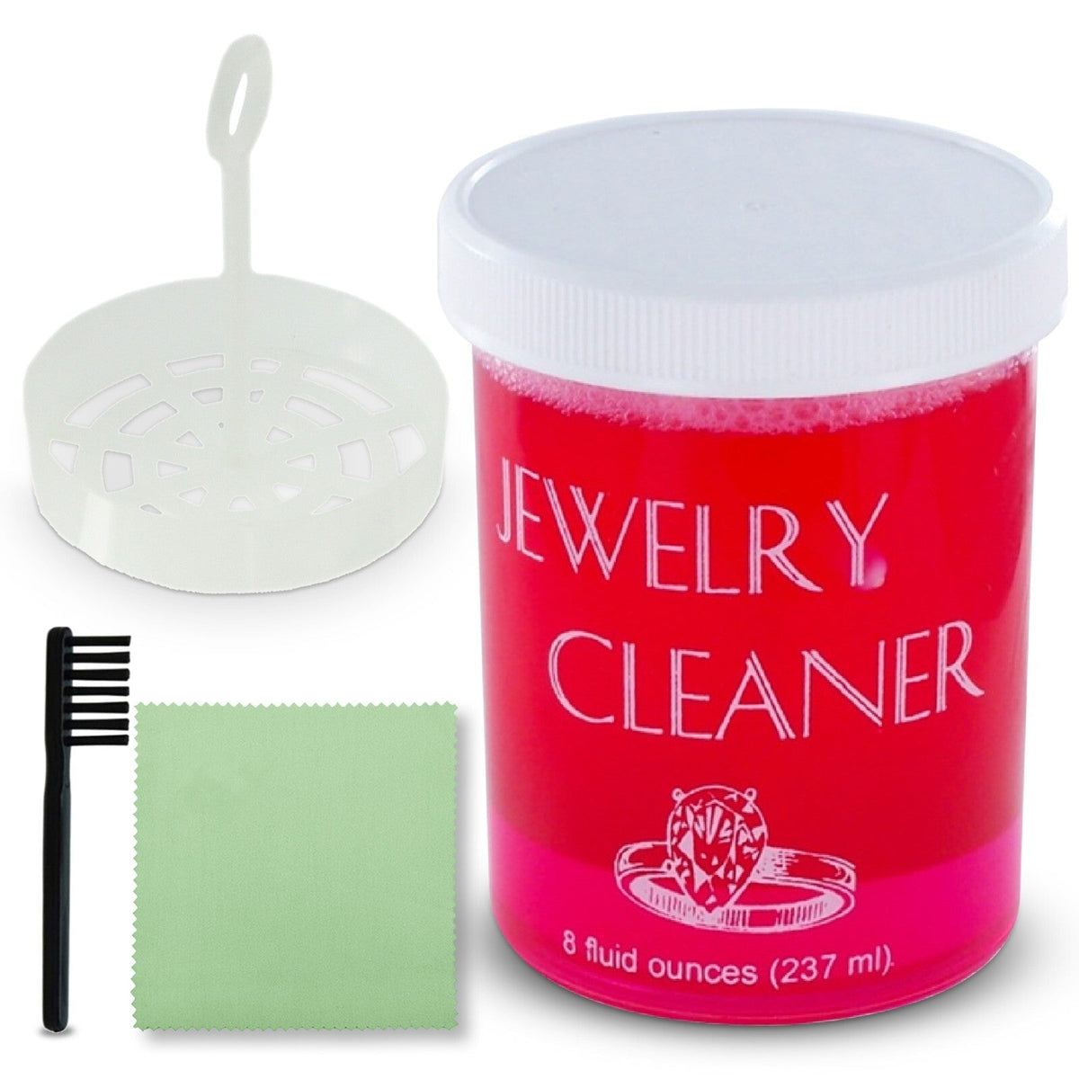 Jewelry Cleaner - Solution 8 fl oz Gold, Silver & Platinum Dip with Cleaning Brush, Strainer - product detail view 20