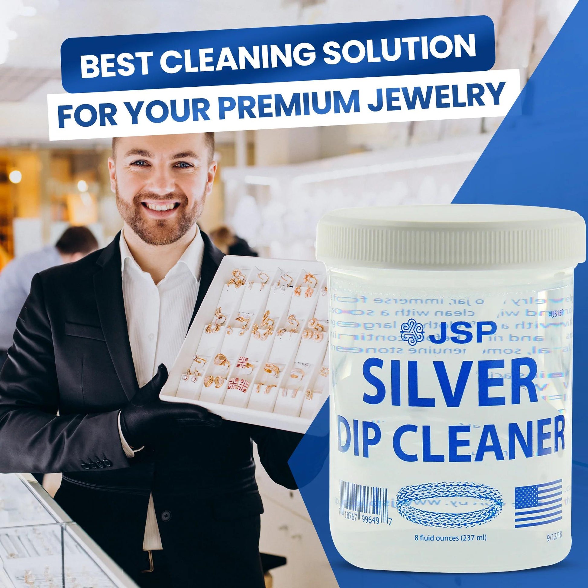 Jewelry Cleaner - Sterling Silver Dip 8 fl oz 925 & 999 Silver Tarnish Remover, Non-Abrasive - product detail view 2