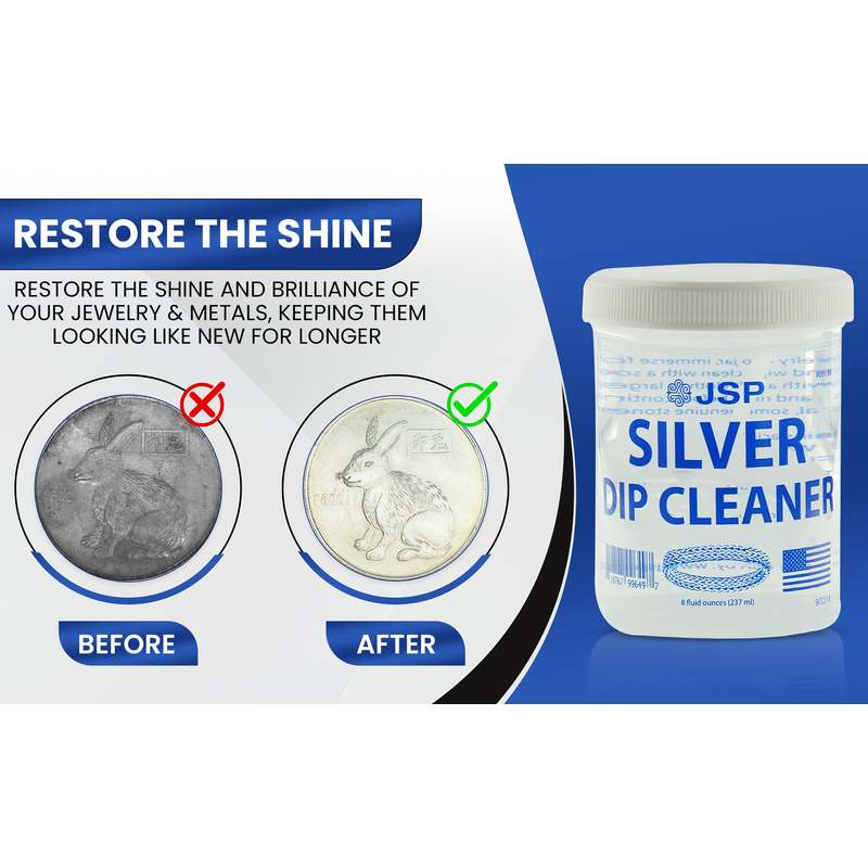 Jewelry Cleaner - Sterling Silver Dip 8 fl oz 925 & 999 Silver Tarnish Remover, Non-Abrasive - product detail view 3