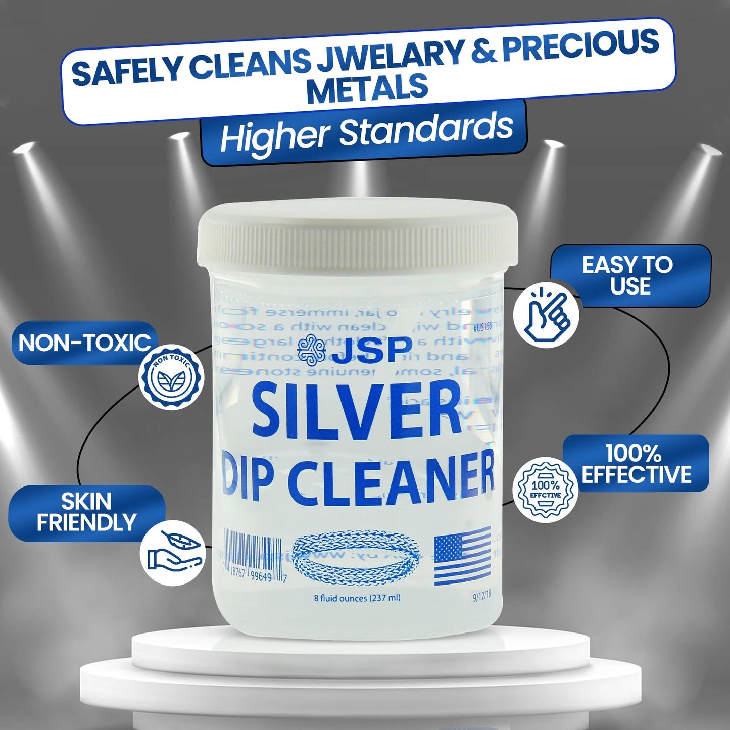 Jewelry Cleaner - Sterling Silver Dip 8 fl oz 925 & 999 Silver Tarnish Remover, Non-Abrasive - product detail view 6