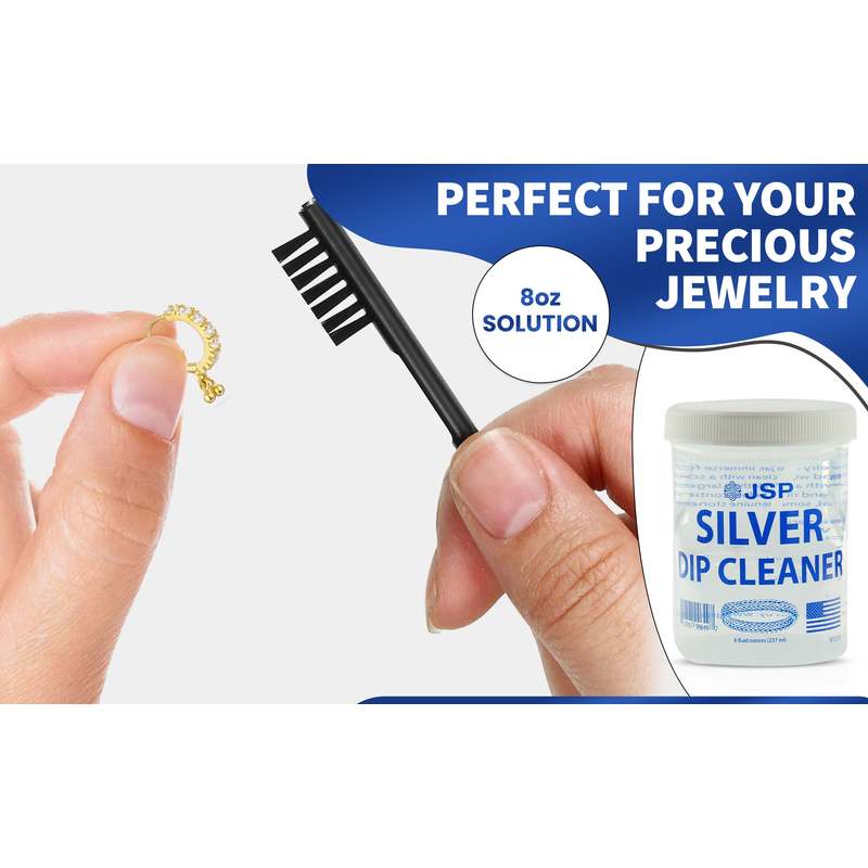 Jewelry Cleaner - Sterling Silver Dip 8 fl oz 925 & 999 Silver Tarnish Remover, Non-Abrasive - product detail view 7