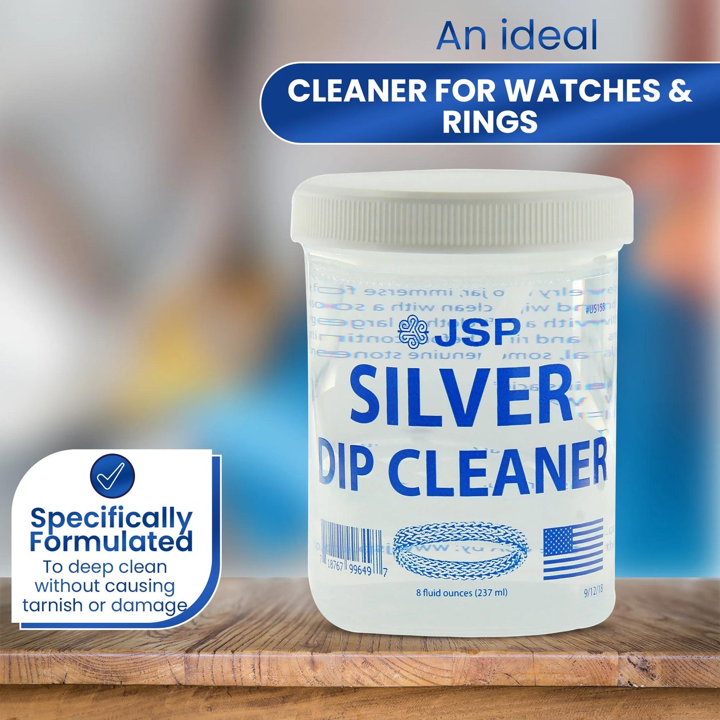 Jewelry Cleaner - Sterling Silver Dip 8 fl oz 925 & 999 Silver Tarnish Remover, Non-Abrasive - product detail view 8