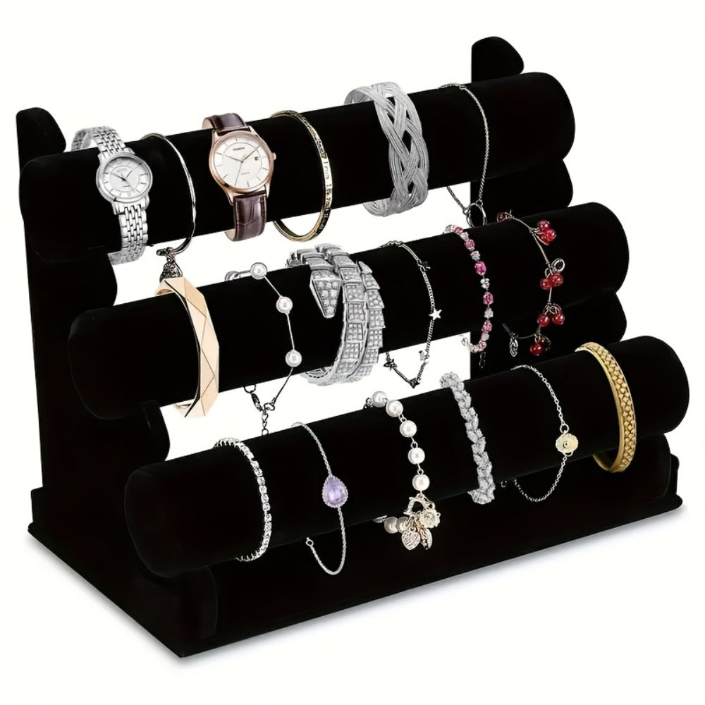 Jewelry Display Stand - 3-Tier Desktop Rack for Watches, Bracelets & Bangles Stylish Home Decor - product detail view 8