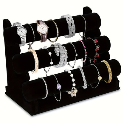 Jewelry Display Stand - 3-Tier Desktop Rack for Watches, Bracelets & Bangles Stylish Home Decor - product detail view 8