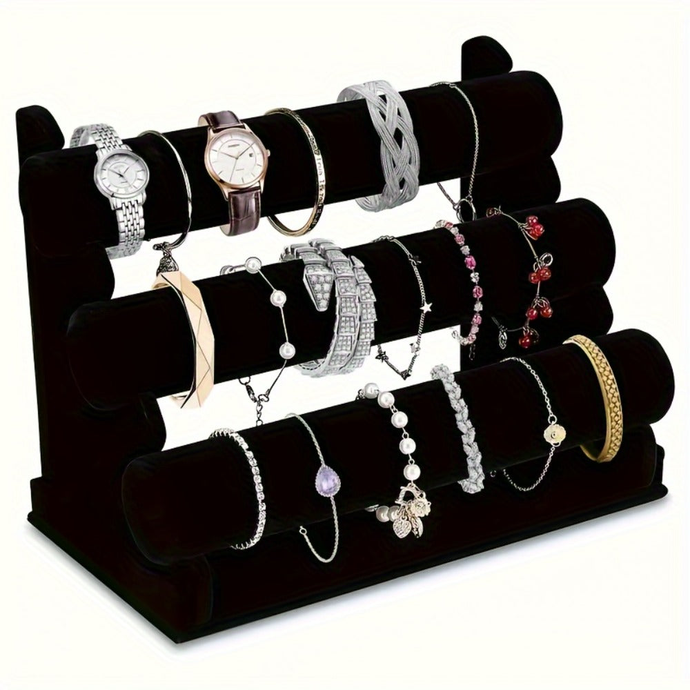 Jewelry Display Stand - 3-Tier Desktop Rack for Watches, Bracelets & Bangles Stylish Home Decor - product detail view 9