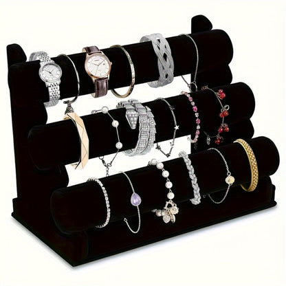 Jewelry Display Stand - 3-Tier Desktop Rack for Watches, Bracelets & Bangles Stylish Home Decor - product detail view 9