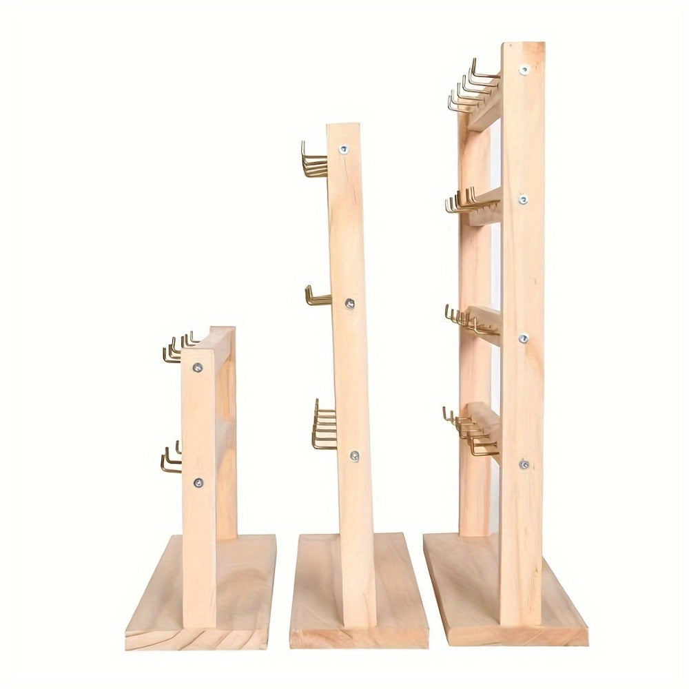 Jewelry Display Stand - 4 Tier Organizer 24 Hooks Wooden Desktop Earring Necklace Bracelet Watch - product detail view 4