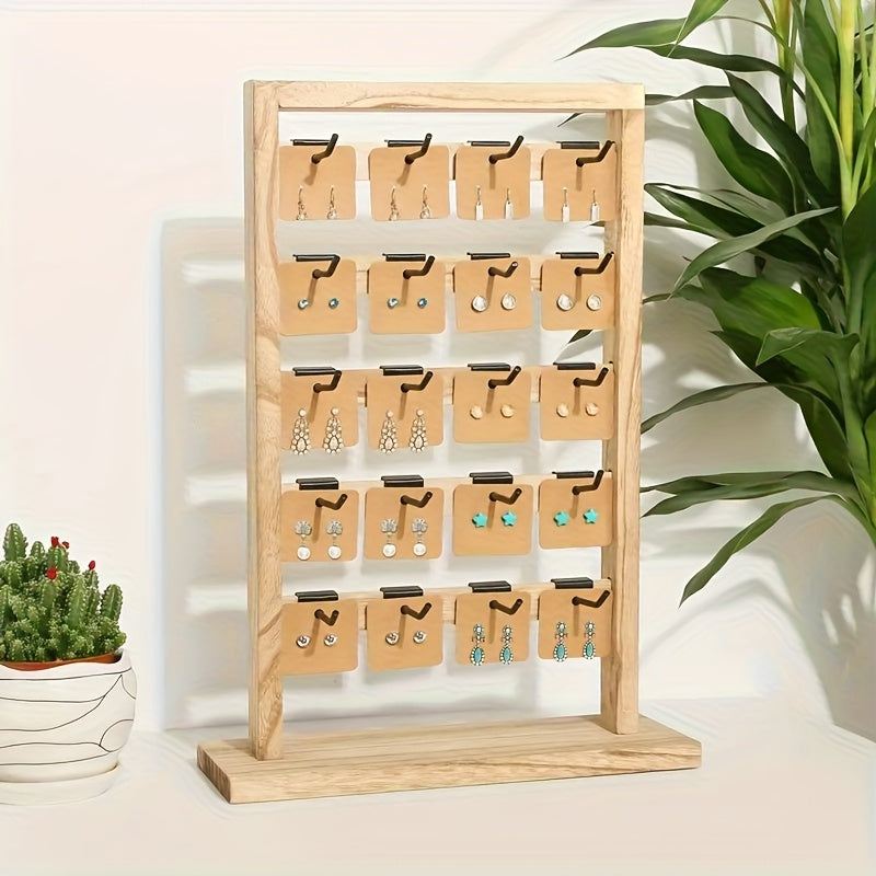 Jewelry Display Stand - 4 Tier Organizer 24 Hooks Wooden Desktop Earring Necklace Bracelet Watch - product detail view 18