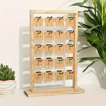 Jewelry Display Stand - 4 Tier Organizer 24 Hooks Wooden Desktop Earring Necklace Bracelet Watch - product detail view 18