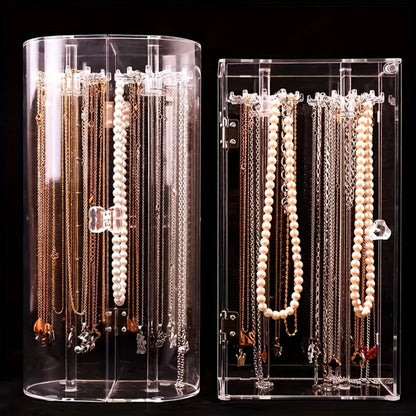 Jewelry Display Stand - Clear Acrylic Dustproof Necklace & Bracelet Organizer with Shelves for - main product view