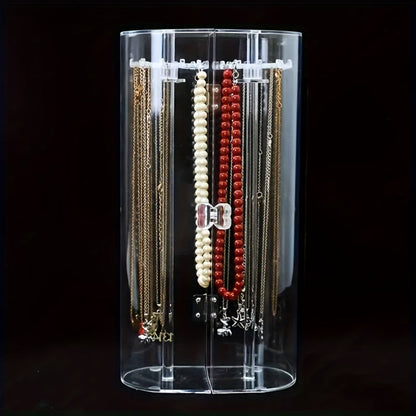 Jewelry Display Stand - Clear Acrylic Dustproof Necklace & Bracelet Organizer with Shelves for - product detail view 5