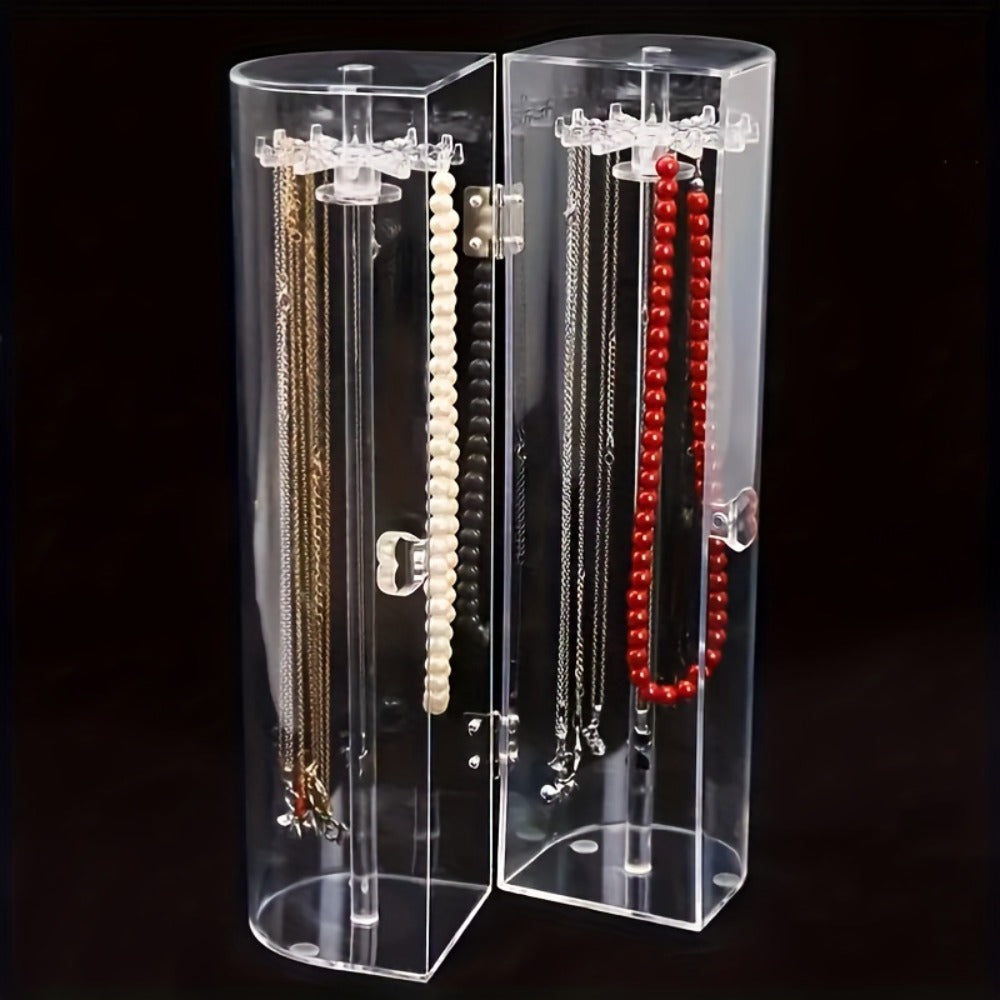 Jewelry Display Stand - Clear Acrylic Dustproof Necklace & Bracelet Organizer with Shelves for - product detail view 6
