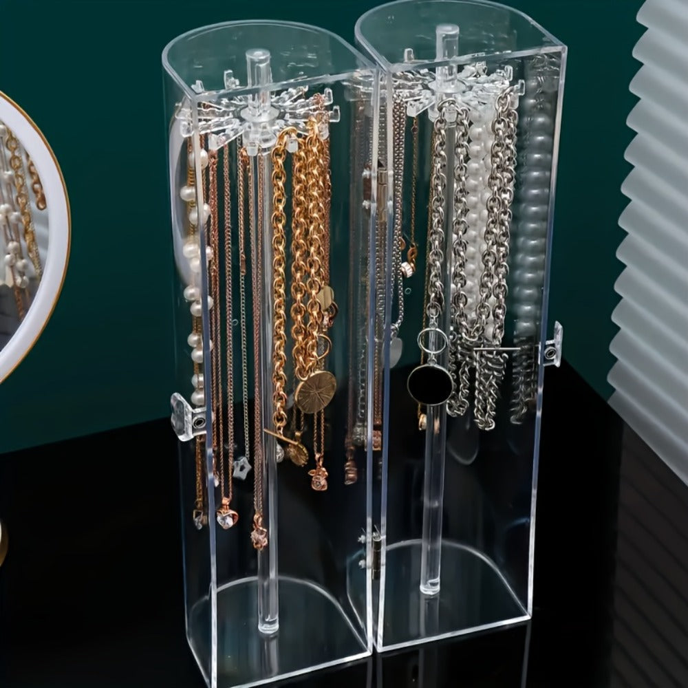 Jewelry Display Stand - Clear Acrylic Dustproof Necklace & Bracelet Organizer with Shelves for - product detail view 7