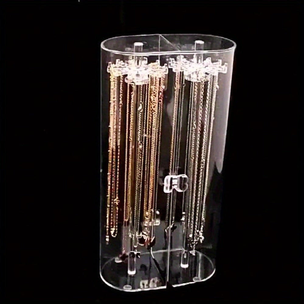Jewelry Display Stand - Clear Acrylic Dustproof Necklace & Bracelet Organizer with Shelves for - product detail view 9