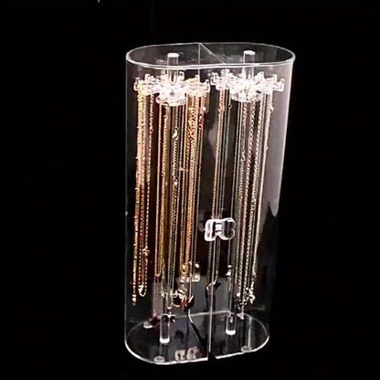 Jewelry Display Stand - Clear Acrylic Dustproof Necklace & Bracelet Organizer with Shelves for - product detail view 9