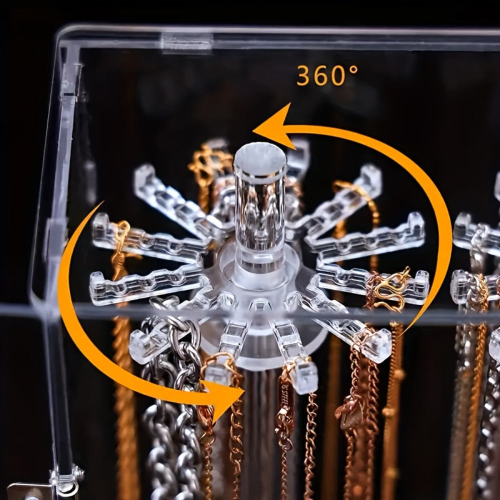 Jewelry Display Stand - Clear Acrylic Dustproof Necklace & Bracelet Organizer with Shelves for - product detail view 10