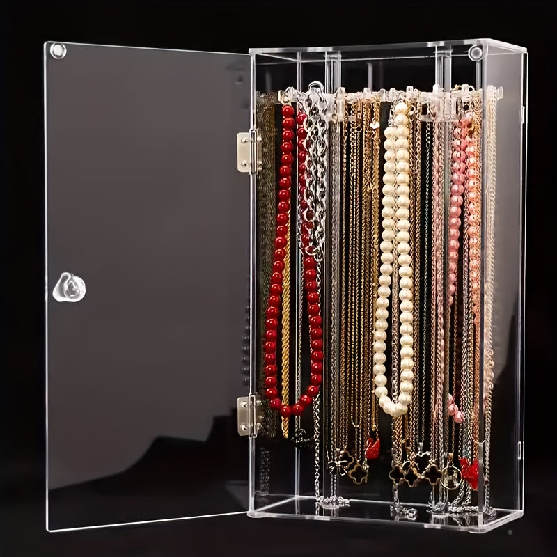 Jewelry Display Stand - Clear Acrylic Dustproof Necklace & Bracelet Organizer with Shelves for - product detail view 12