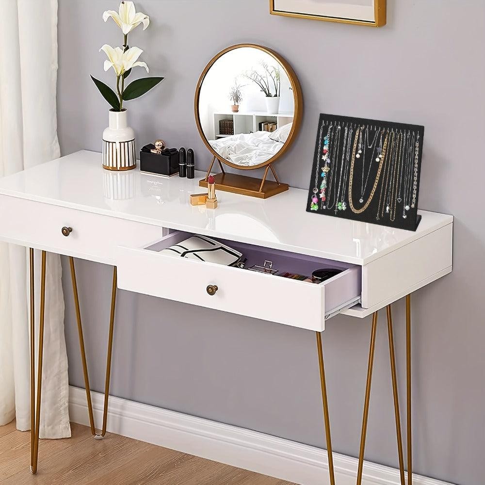 Jewelry Display Stand - Necklace 24 Hook Velvet Organizer Rack L-Shaped Countertop Holder for - product detail view 6