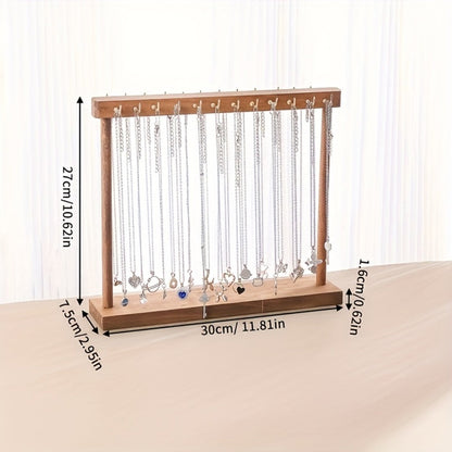 Jewelry Display Stand - Necklace Multi-Hook Rustic Rack Tabletop Organizer for Home, Boutique & - product detail view 2
