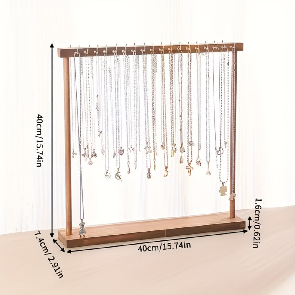 Jewelry Display Stand - Necklace Multi-Hook Rustic Rack Tabletop Organizer for Home, Boutique & - product detail view 3