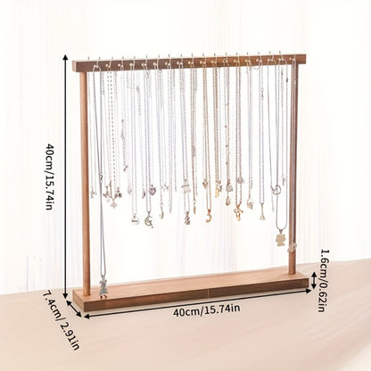 Jewelry Display Stand - Necklace Multi-Hook Rustic Rack Tabletop Organizer for Home, Boutique & - product detail view 3