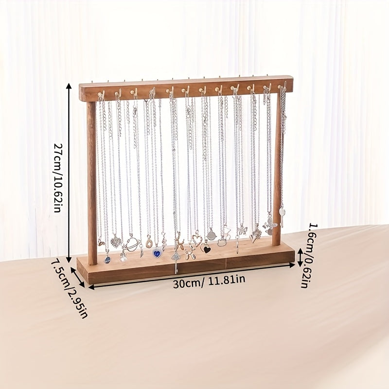 Jewelry Display Stand - Necklace Multi-Hook Rustic Rack Tabletop Organizer for Home, Boutique & - product detail view 7