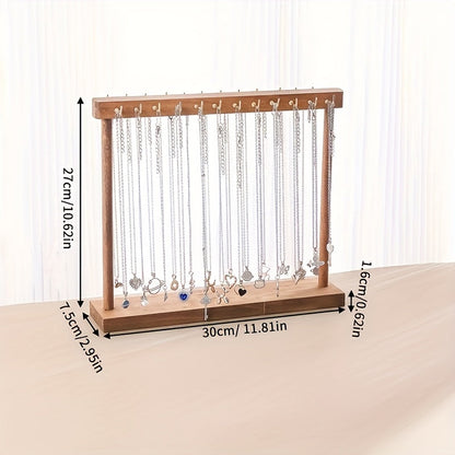 Jewelry Display Stand - Necklace Multi-Hook Rustic Rack Tabletop Organizer for Home, Boutique & - product detail view 7