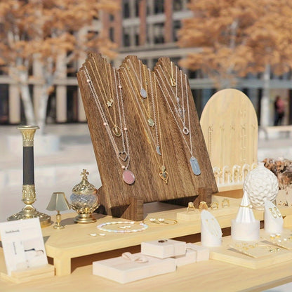 Jewelry Display Stand - Wooden Necklace Organizer Vertical Holder Rustic Wood Showcase for Craft - product detail view 6
