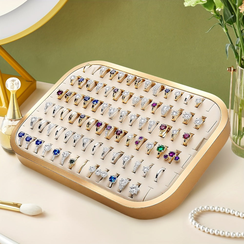 Jewelry Display - Tray with Metal Frame Large Capacity Multi-Compartment Ring Holder - main product view