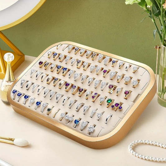Jewelry Display - Tray with Metal Frame Large Capacity Multi-Compartment Ring Holder - main product view