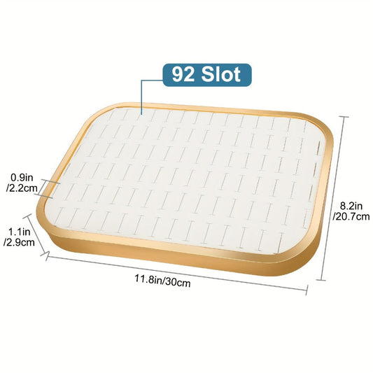 Jewelry Display - Tray with Metal Frame Large Capacity Multi-Compartment Ring Holder - product detail view 2