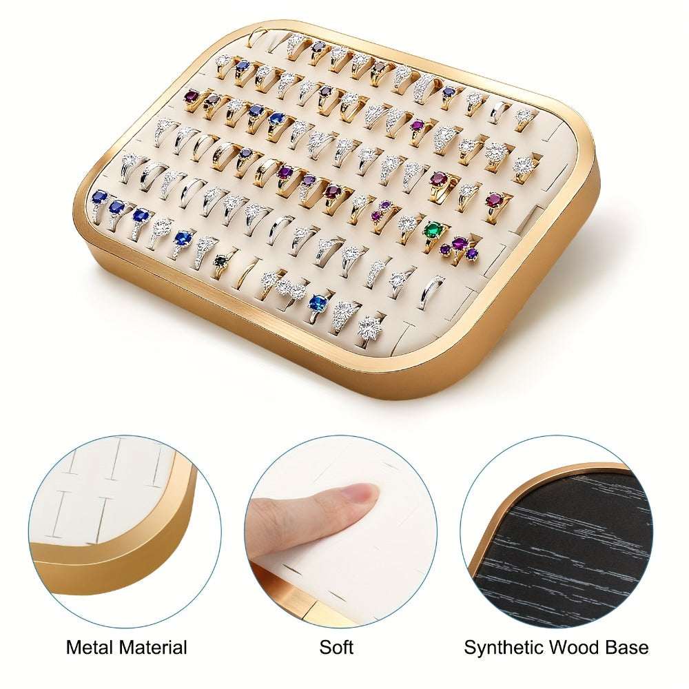 Jewelry Display - Tray with Metal Frame Large Capacity Multi-Compartment Ring Holder - product detail view 5
