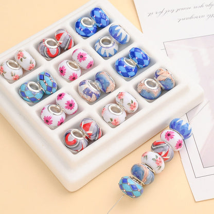 Jewelry Making Beads - Acrylic Flower 100pcs 14mm Colorful Printed Flat Round Large Hole for - product detail view 4