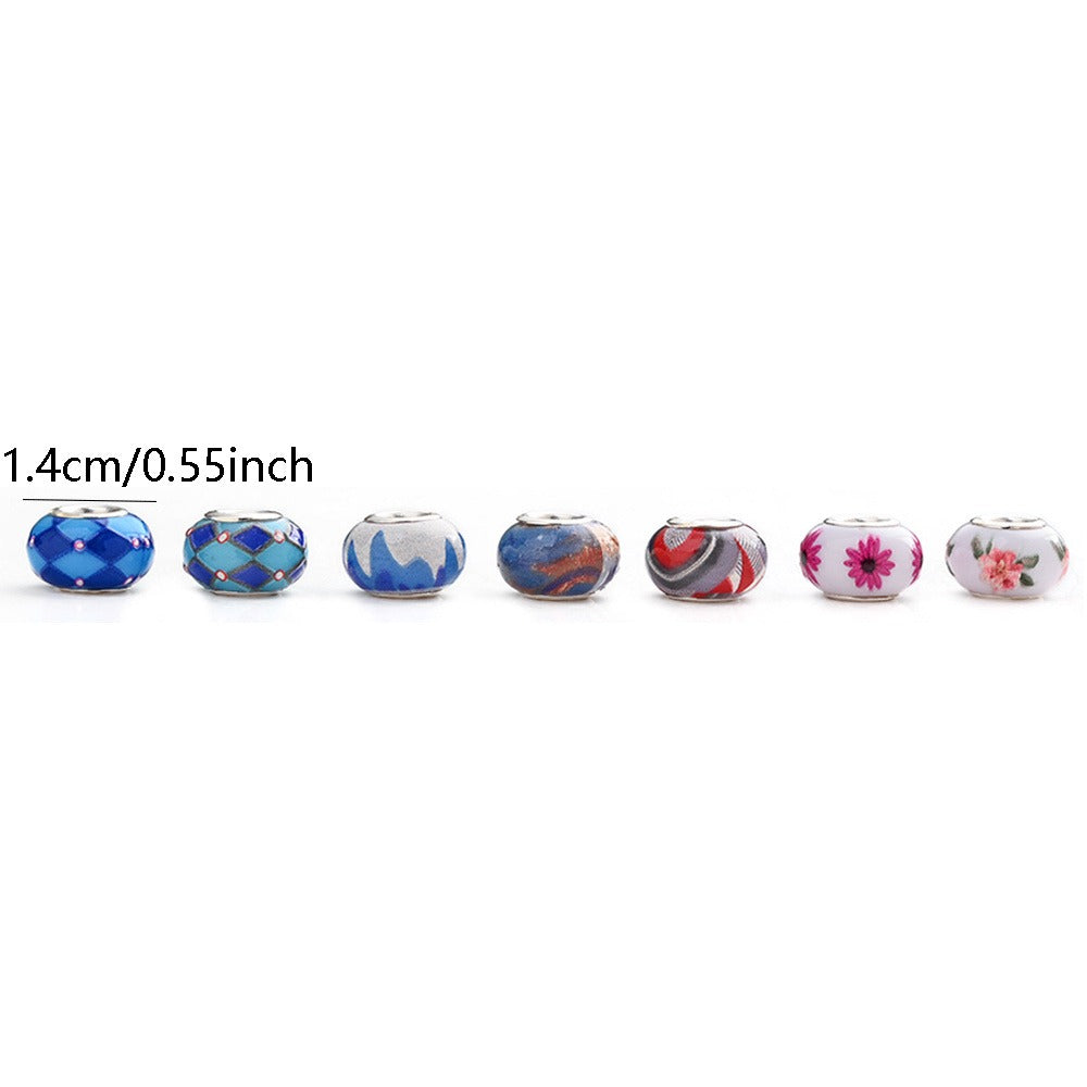 Jewelry Making Beads - Acrylic Flower 100pcs 14mm Colorful Printed Flat Round Large Hole for - product detail view 6