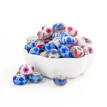 Jewelry Making Beads - Acrylic Flower 100pcs 14mm Colorful Printed Flat Round Large Hole for - product detail view 8