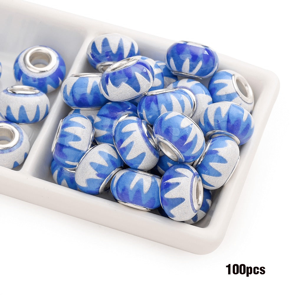 Jewelry Making Beads - Acrylic Flower 100pcs 14mm Colorful Printed Flat Round Large Hole for - product detail view 13
