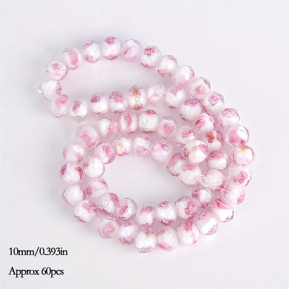 Jewelry Making Beads - Lampwork Glass 60pcs 10mm Handmade Golden Sand Inner Flower Faceted - product detail view 9