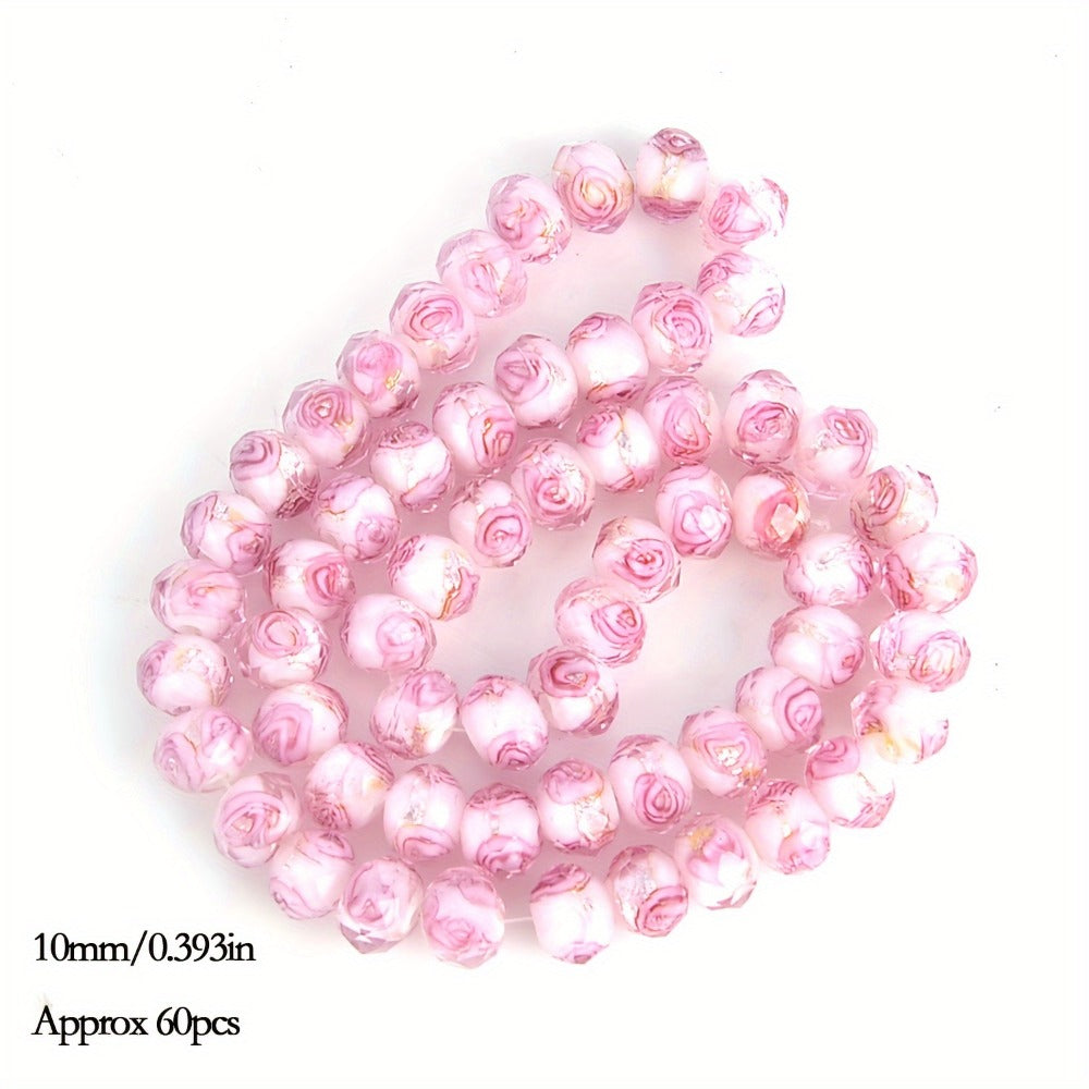 Jewelry Making Beads - Lampwork Glass 60pcs 10mm Handmade Golden Sand Inner Flower Faceted - product detail view 14