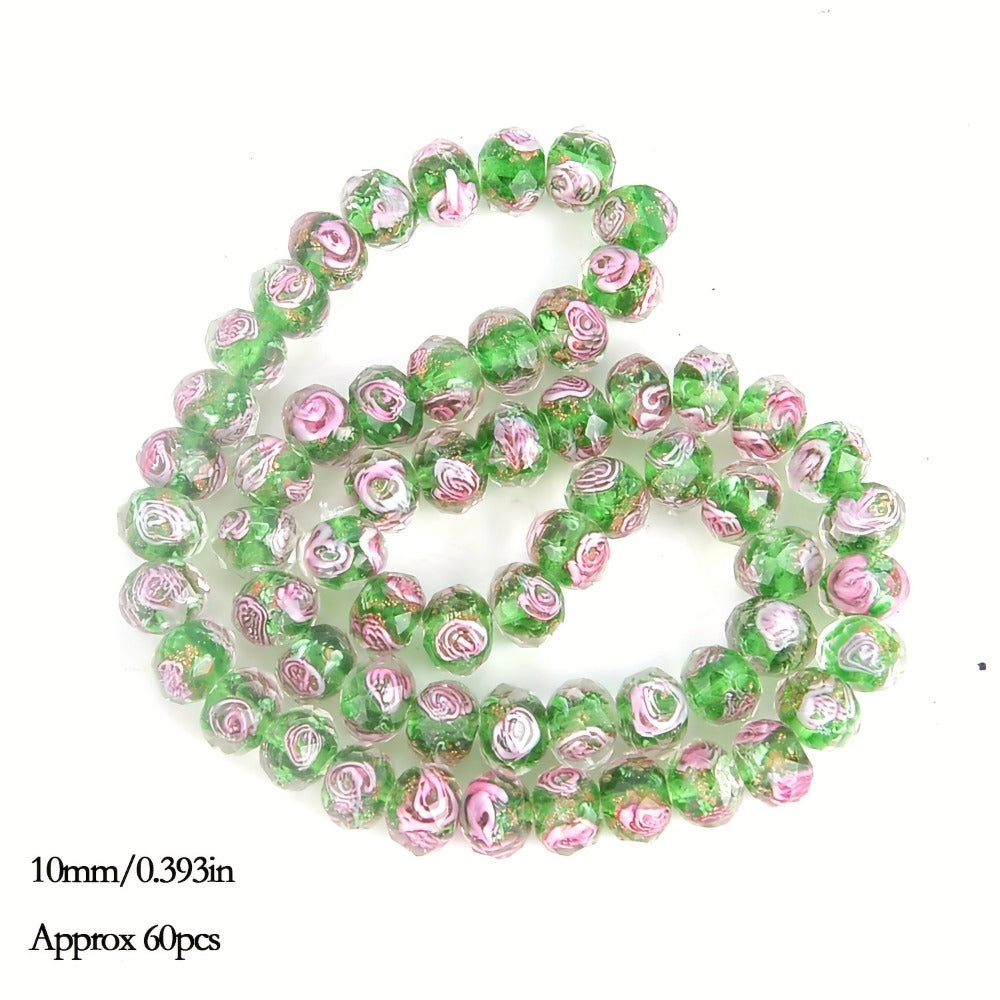 Jewelry Making Beads - Lampwork Glass 60pcs 10mm Handmade Golden Sand Inner Flower Faceted - product detail view 15