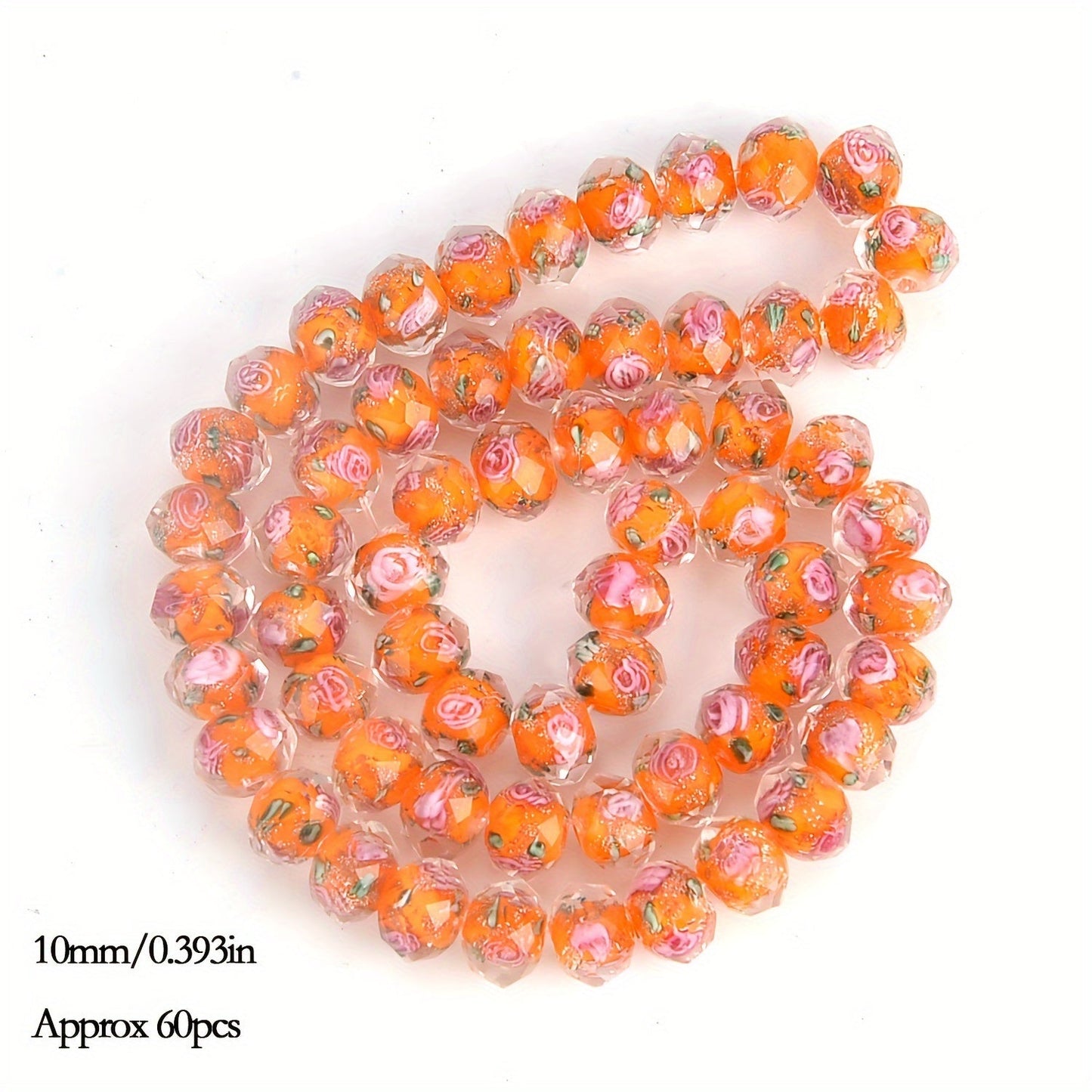 Jewelry Making Beads - Lampwork Glass 60pcs 10mm Handmade Golden Sand Inner Flower Faceted - product detail view 17