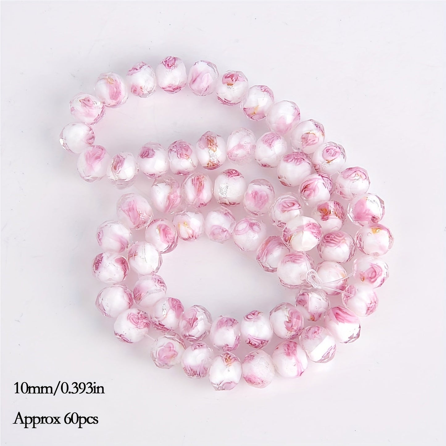 Jewelry Making Beads - Lampwork Glass 60pcs 10mm Handmade Golden Sand Inner Flower Faceted - product detail view 18