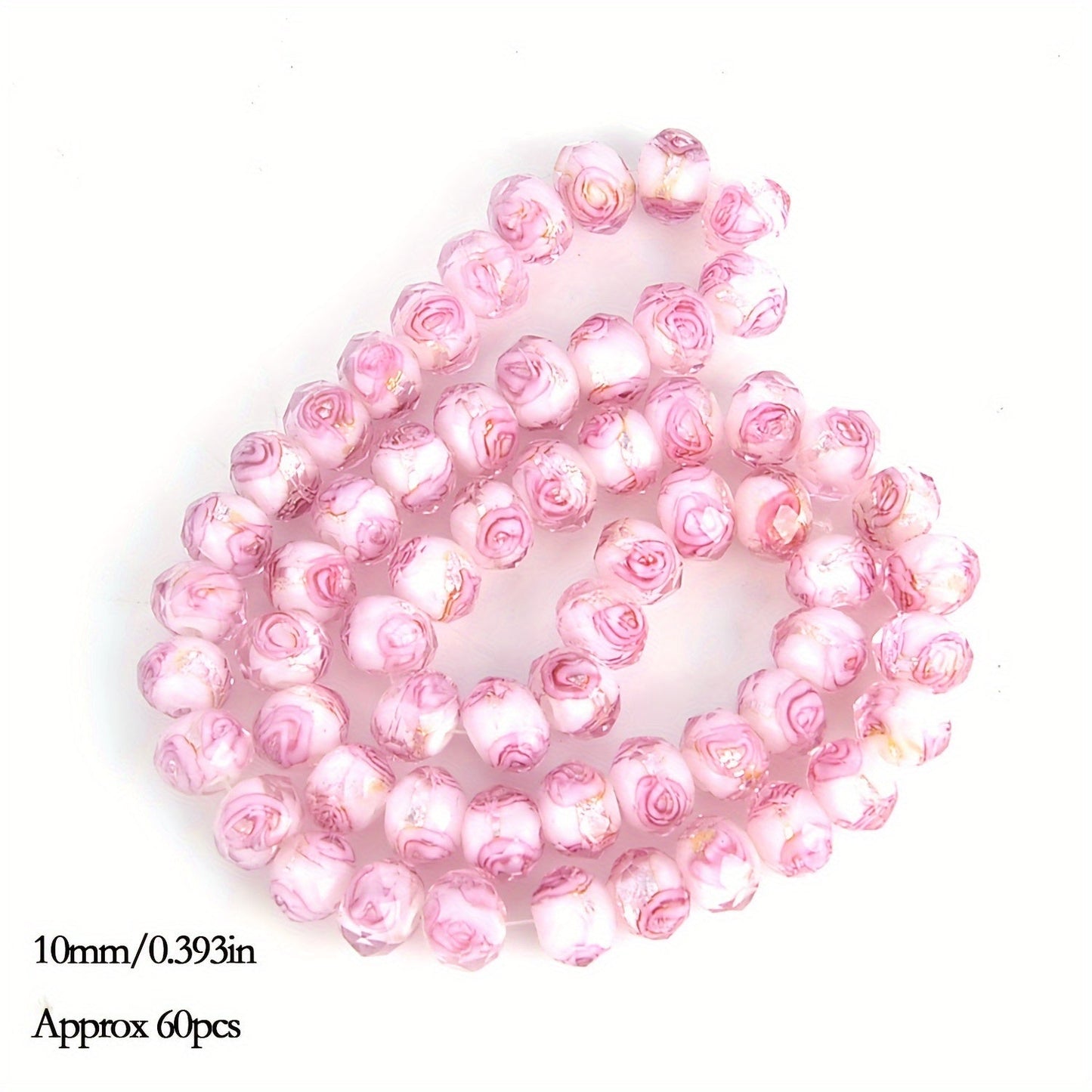 Jewelry Making Beads - Lampwork Glass 60pcs 10mm Handmade Golden Sand Inner Flower Faceted - product detail view 22