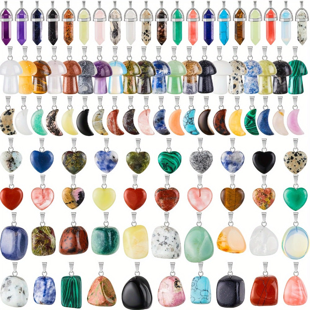 Jewelry Making Beads - Natural Stone Charms Bulk Set 50pcs Irregular Stone Pendants, Moon & - main product view