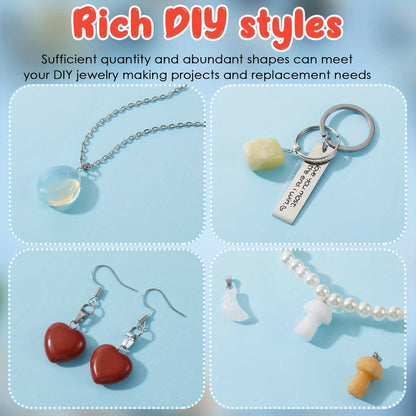 Jewelry Making Beads - Natural Stone Charms Bulk Set 50pcs Irregular Stone Pendants, Moon & - product detail view 6