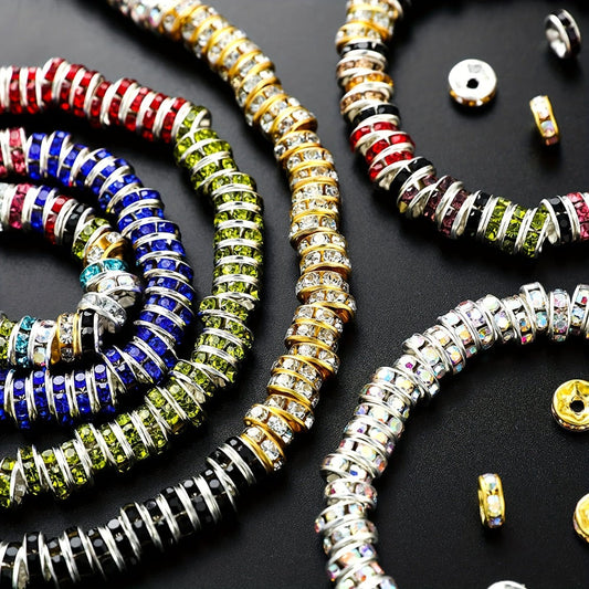 Jewelry Making Beads - Rondelle Spacer 500pcs Mixed Color White AB Iron Round 4mm 6mm 8mm 10mm - main product view