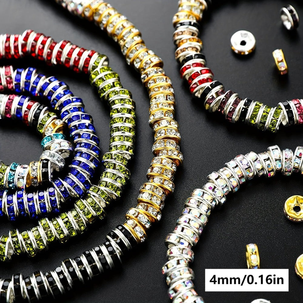 Jewelry Making Beads - Rondelle Spacer 500pcs Mixed Color White AB Iron Round 4mm 6mm 8mm 10mm - product detail view 3